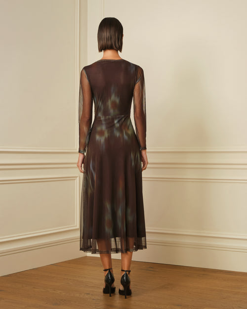VESTIDO DE TUL CON DRAPEADO CRUZADO VERDE