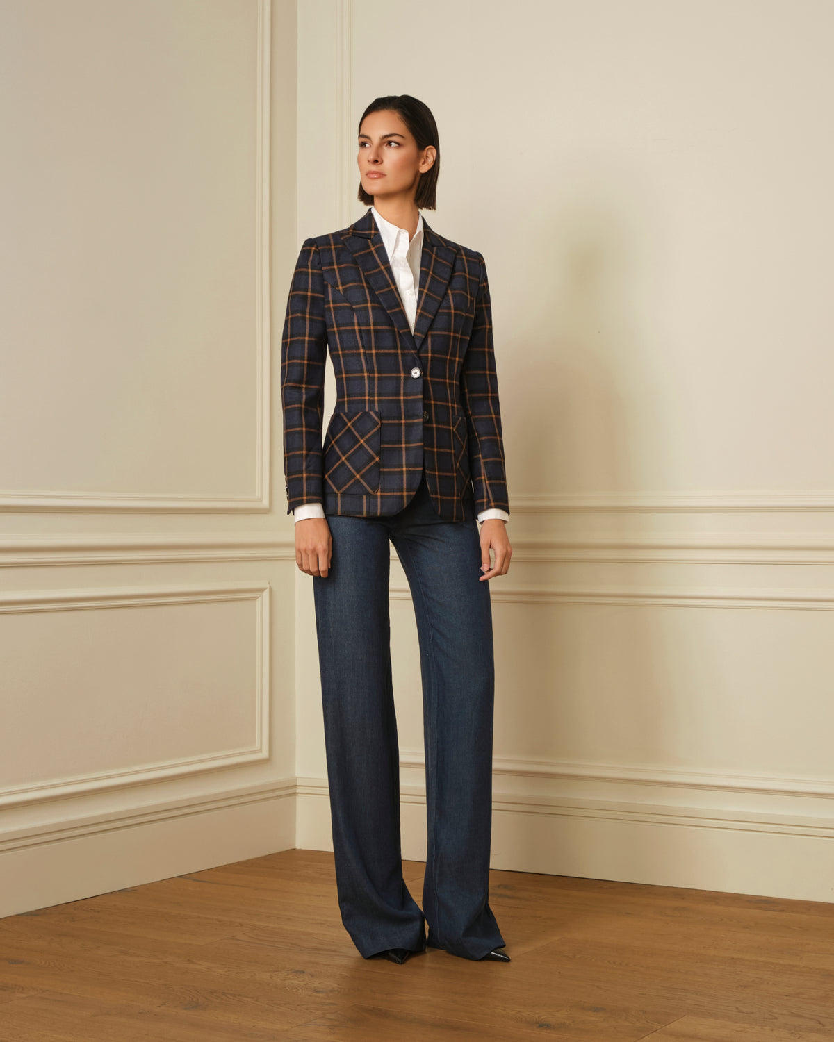 BLAZER DE CUADROS AZUL