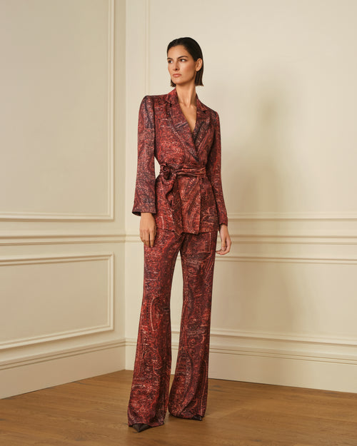 BLAZER SATINADO ESTAMPADO BURDEOS