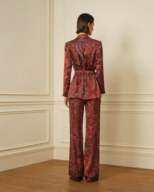 BLAZER SATINADO ESTAMPADO BURDEOS
