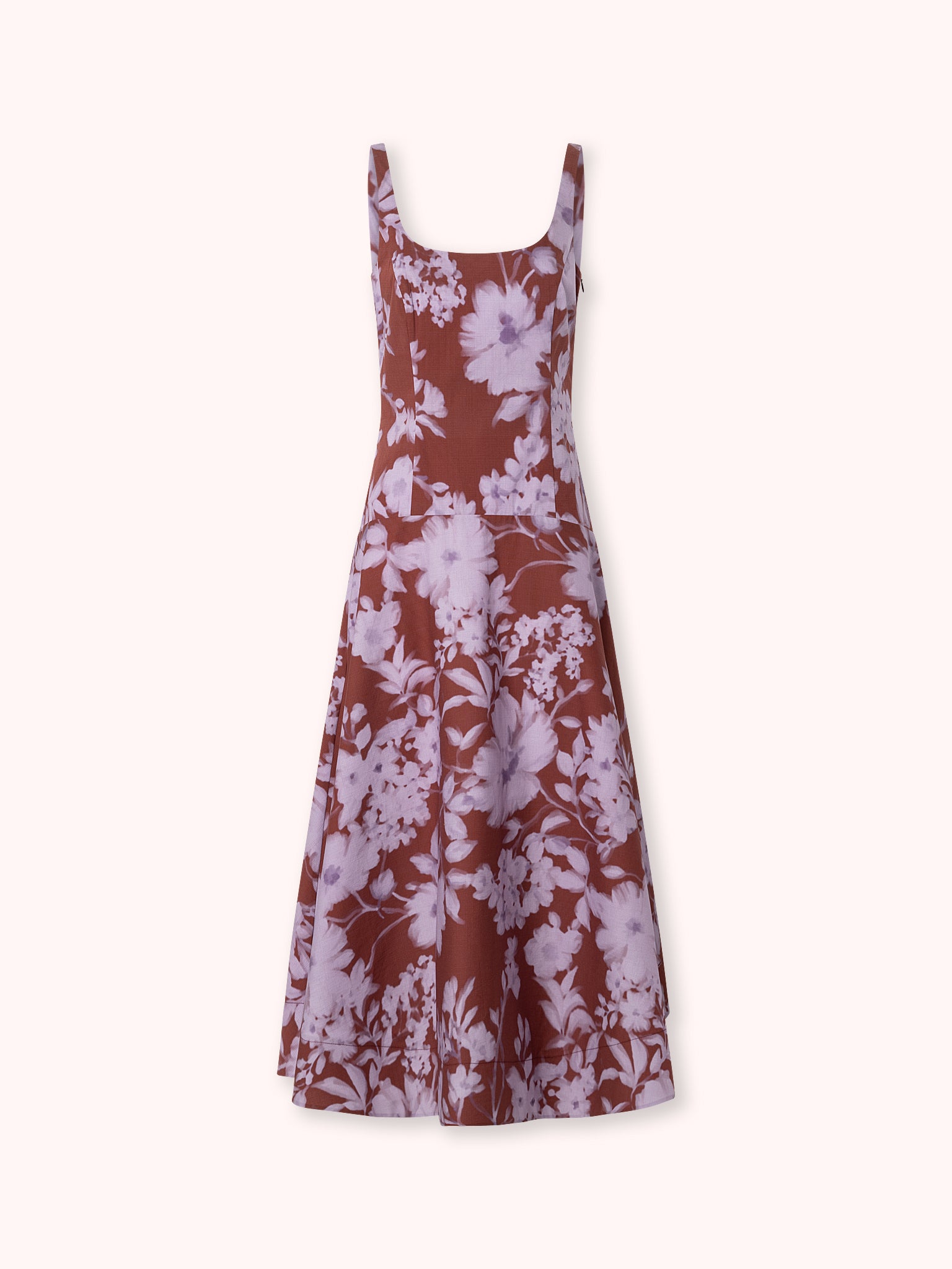 VESTIDO MIDI DE ESTAMPADO FLORAL BURDEOS