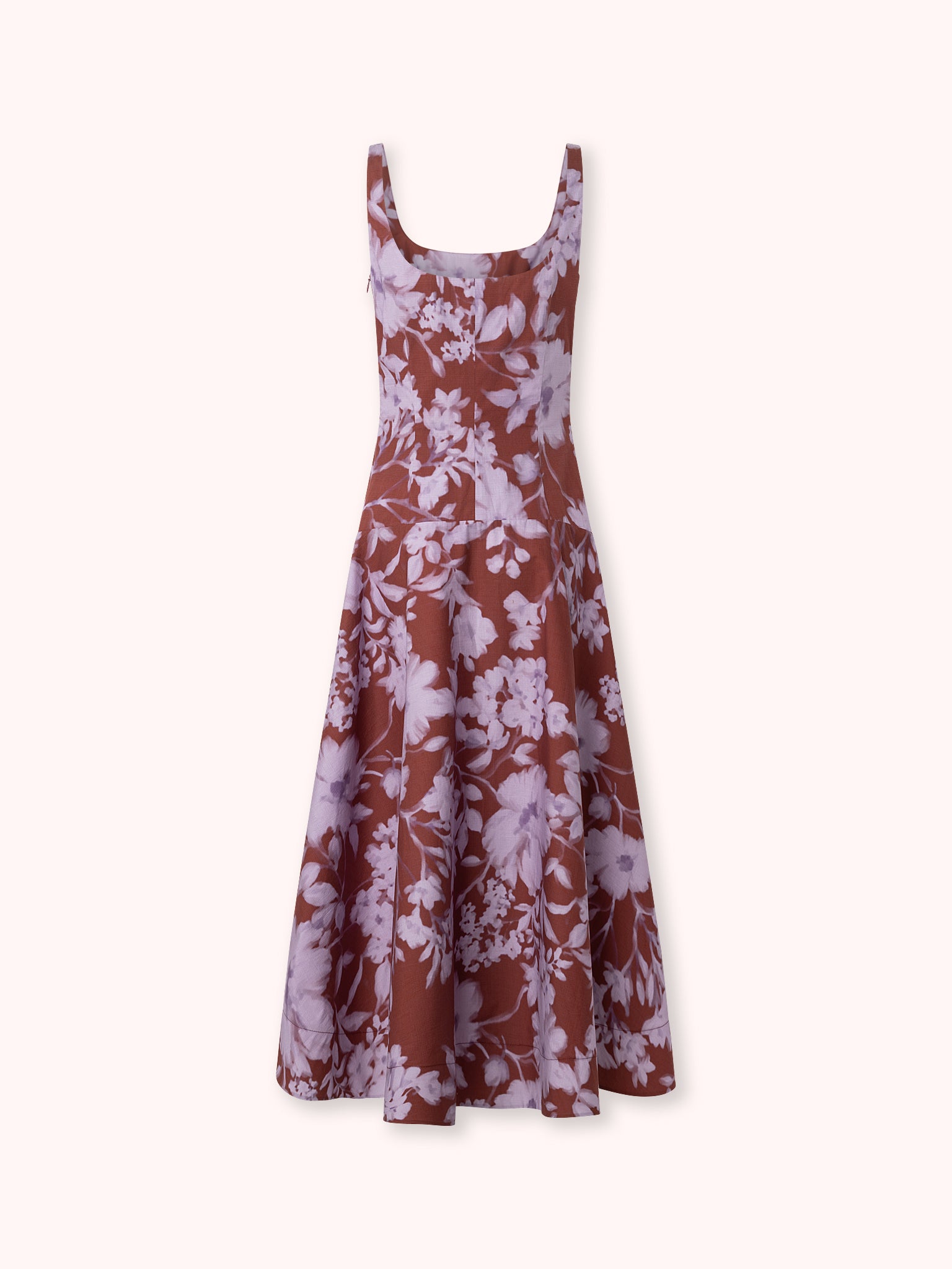 VESTIDO MIDI DE ESTAMPADO FLORAL BURDEOS