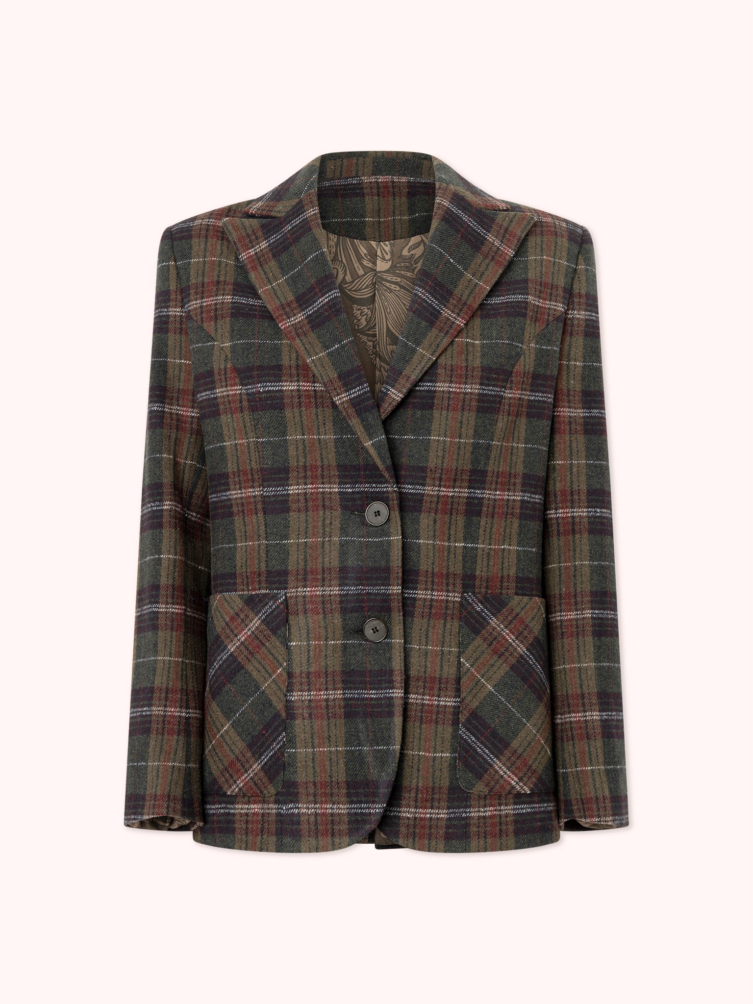 BLAZER DE CUADROS CON BOLSILLOS FRONTALES