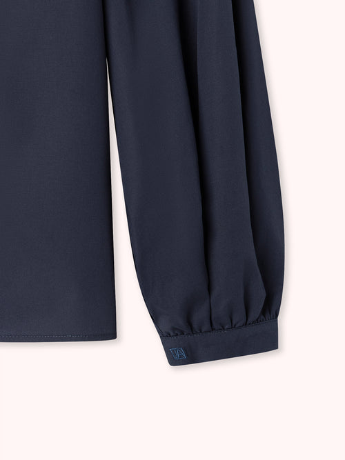 CAMISA DE MANGA ABULLONADA AZUL