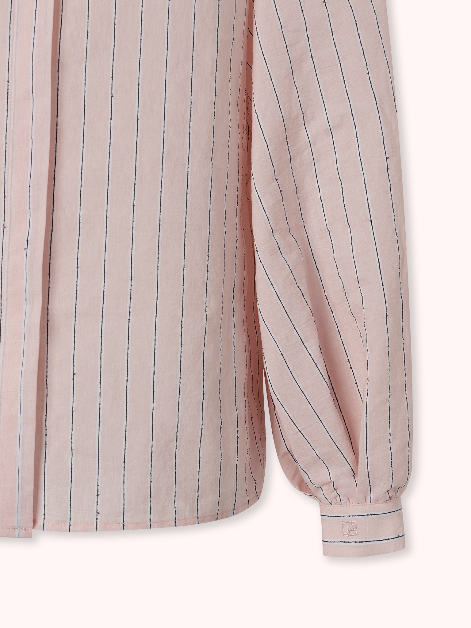 CAMISA DE MANGA ABULLONADA DE RAYAS ROSA