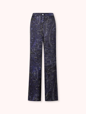 PANTALÓN SATINADO ESTAMPADO AZUL
