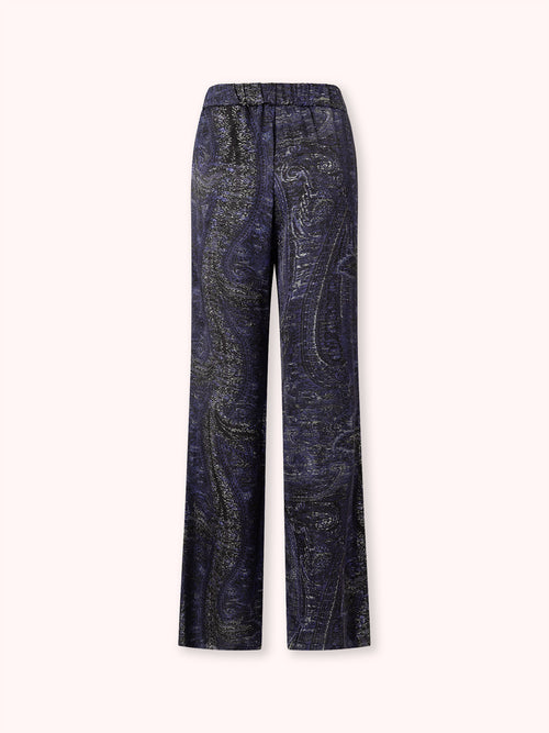 PANTALÓN SATINADO ESTAMPADO AZUL