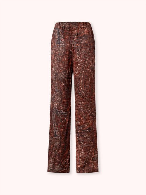 PANTALÓN SATINADO ESTAMPADO BURDEOS