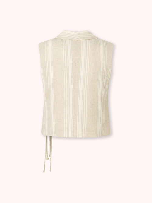 CHALECO CRUZADO DE RAYAS CRUDO