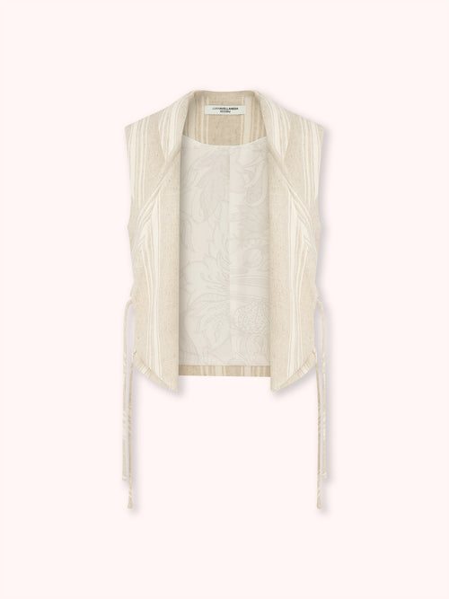 CHALECO CRUZADO DE RAYAS CRUDO