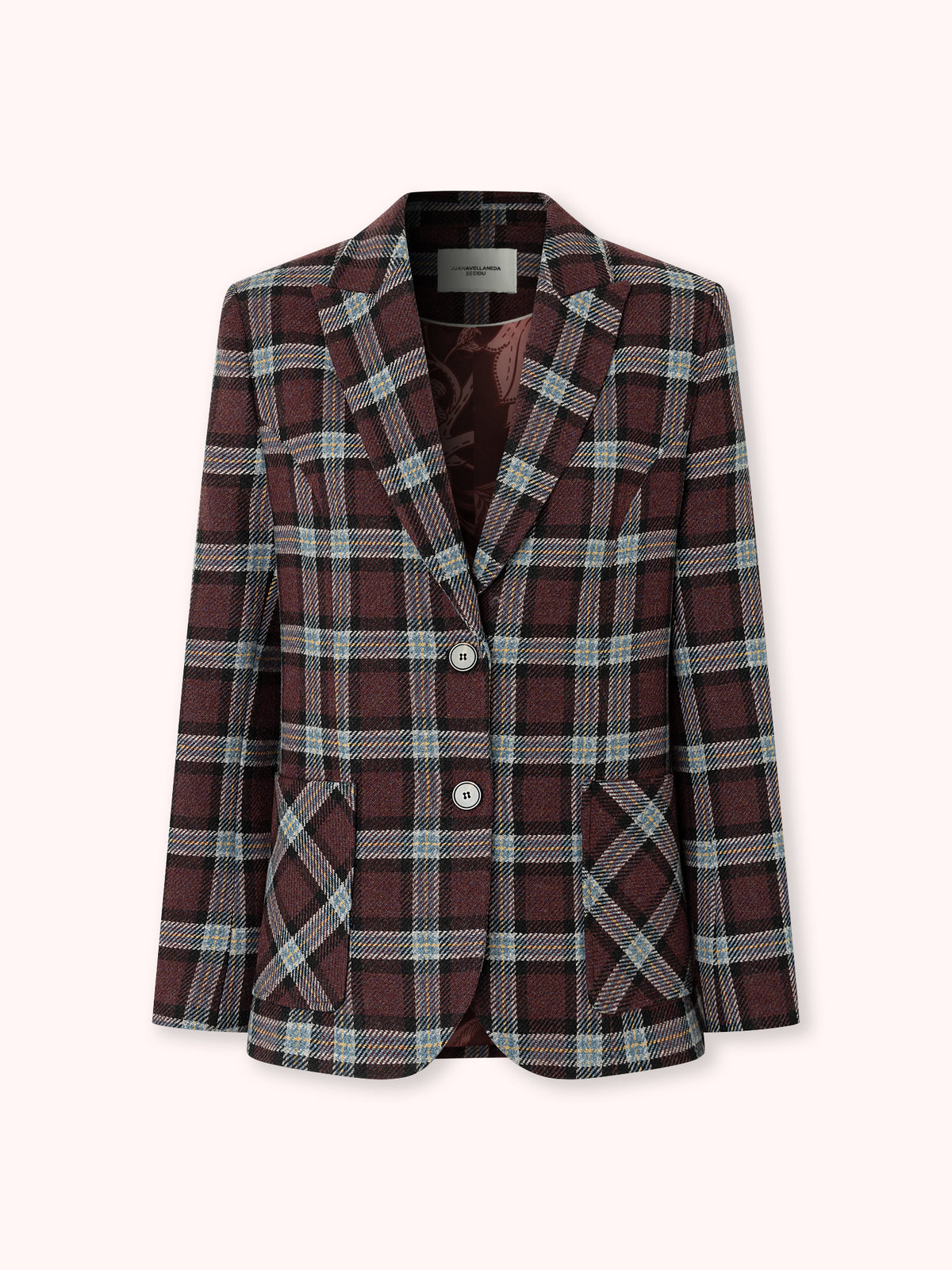 BLAZER DE CUADROS BURDEOS