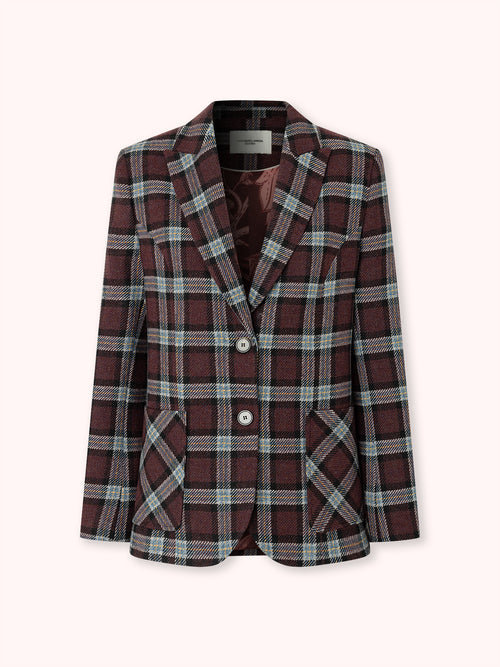 BLAZER DE CUADROS BURDEOS