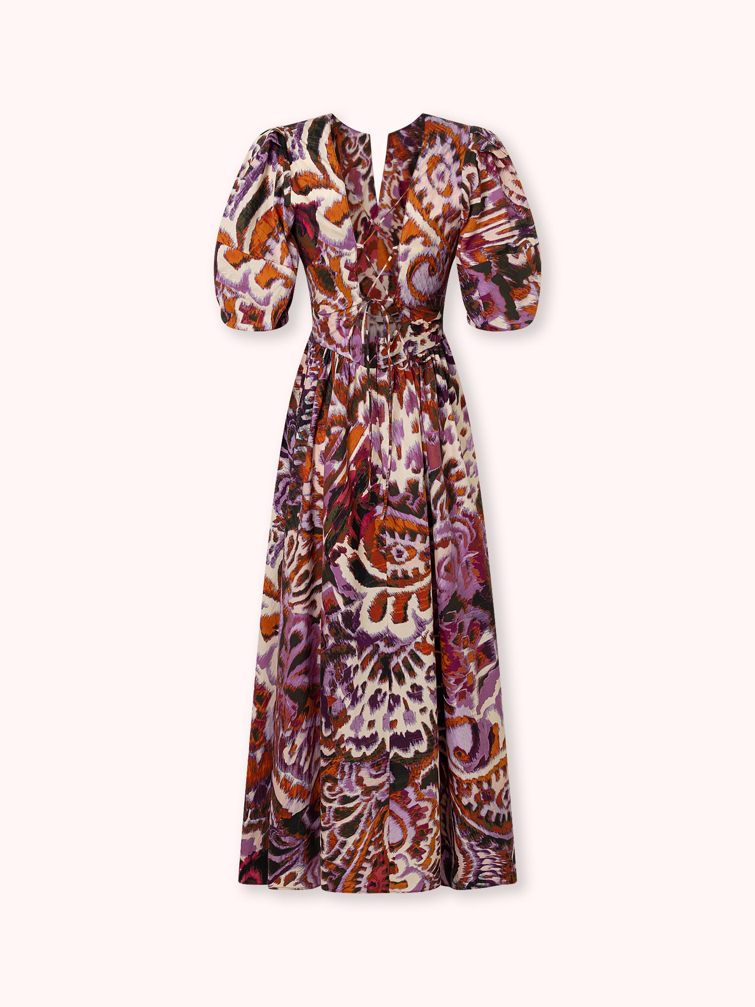 VESTIDO MIDI ESTAMPADO CON MANGA GLOBO