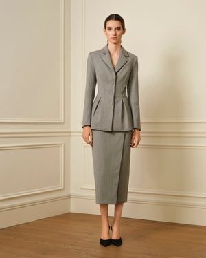 CHAQUETA ENTALLADA PEPLUM GRIS