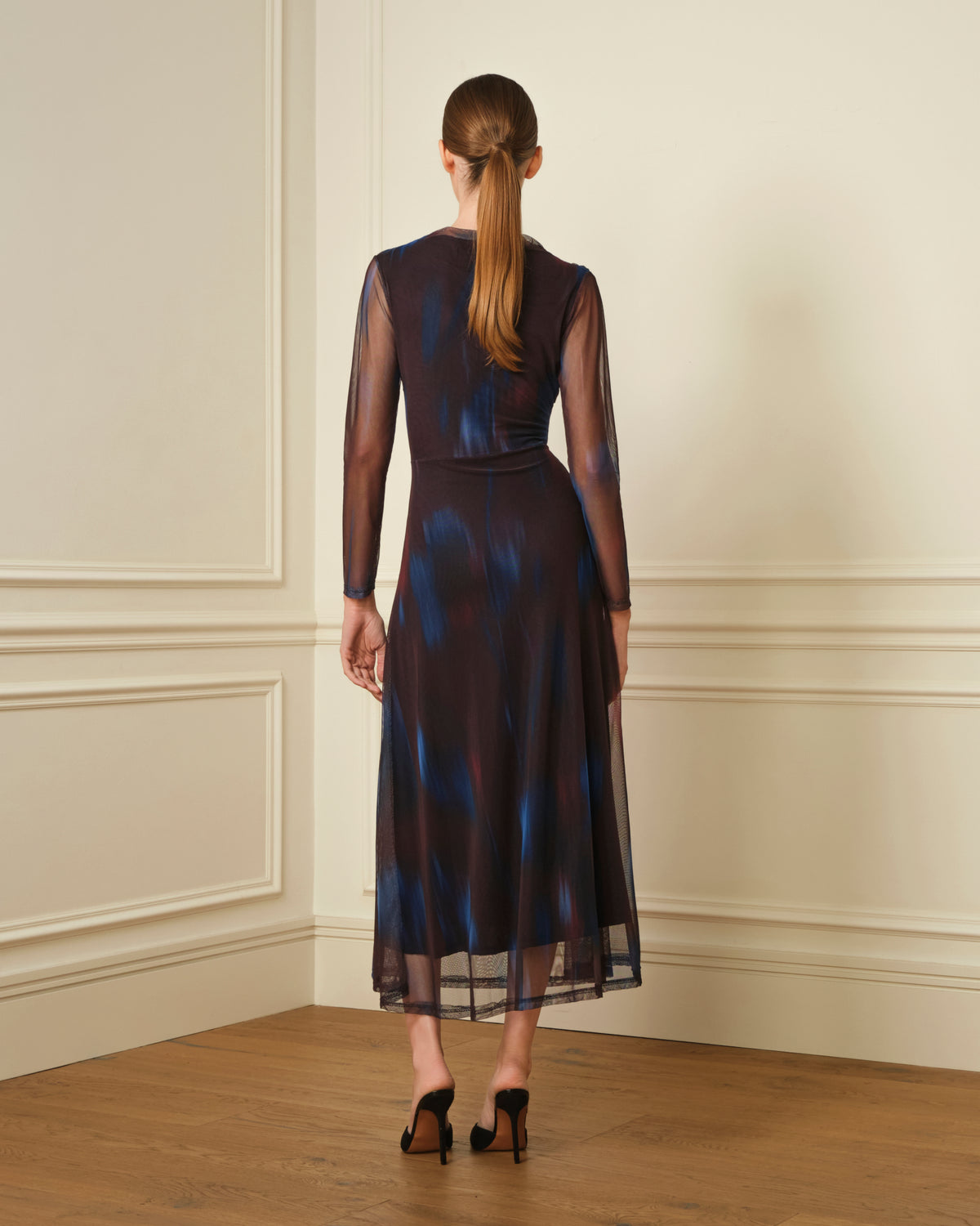 VESTIDO DE TUL CON DRAPEADO CRUZADO PLUM