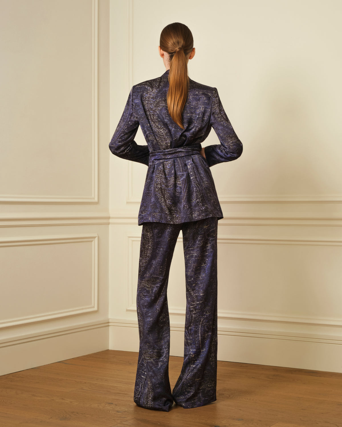 PANTALÓN SATINADO ESTAMPADO AZUL