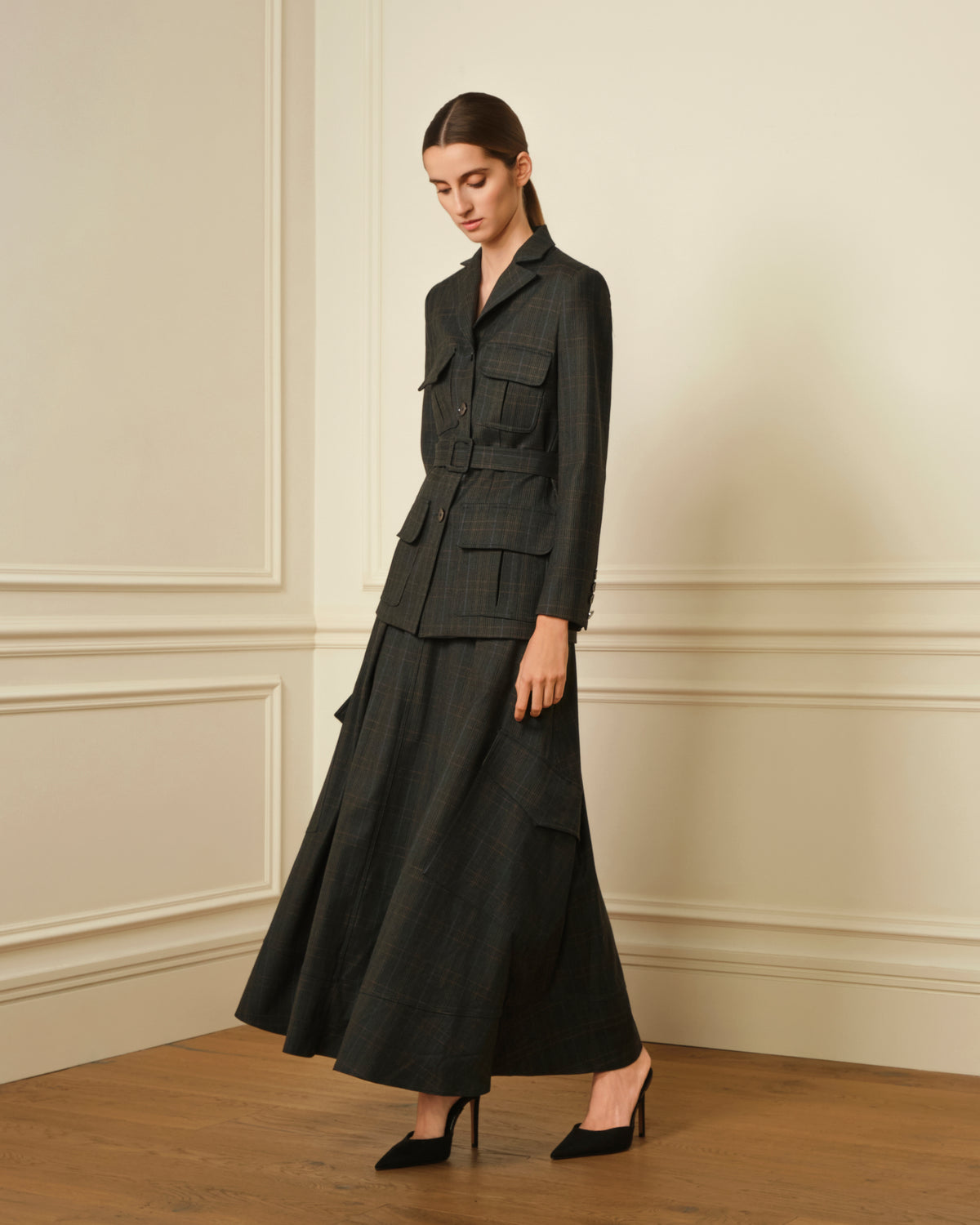 FALDA MIDI CARGO VERDE