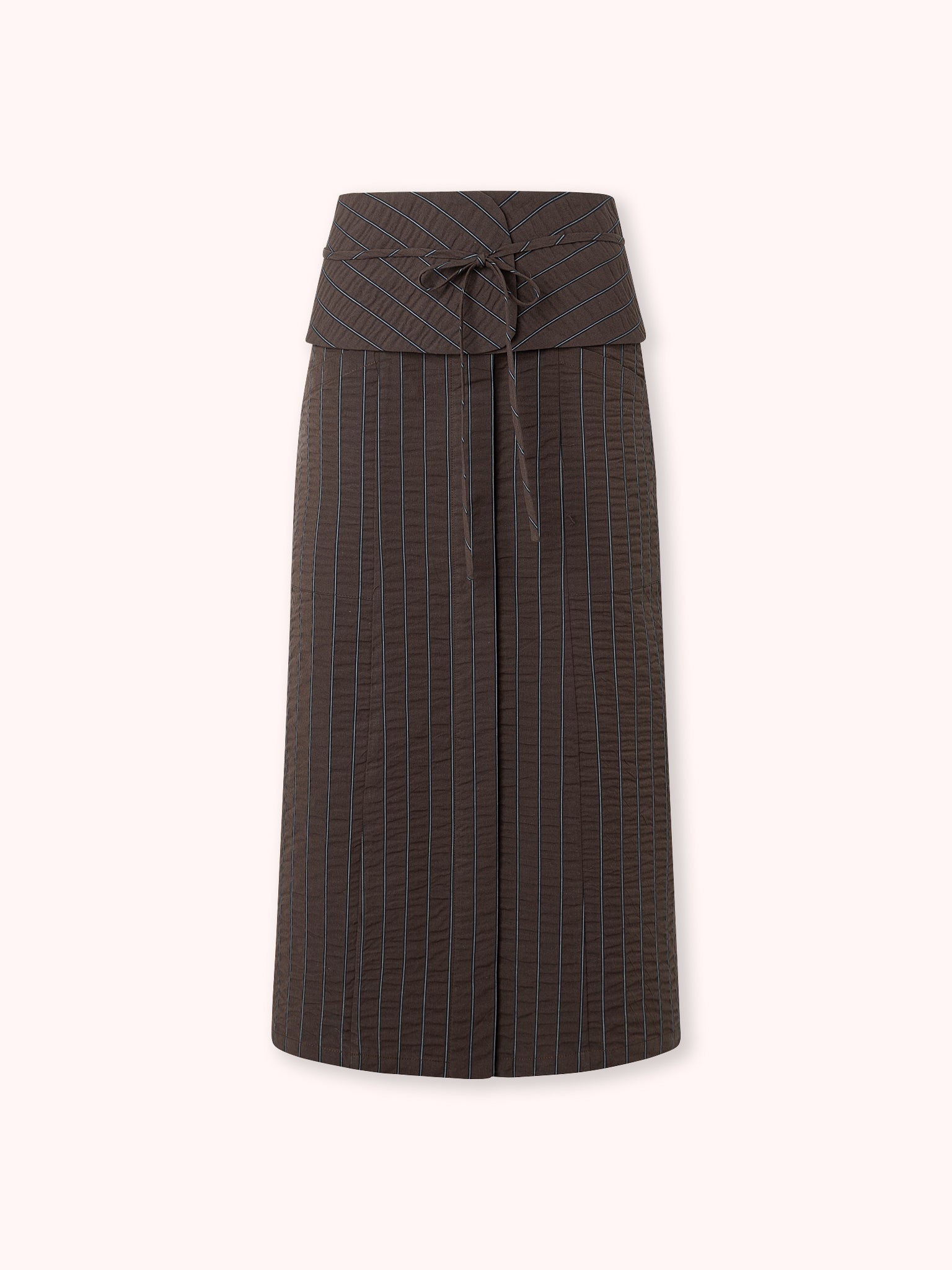 FALDA MIDI CON CINTURILLA ANCHA MARRÓN