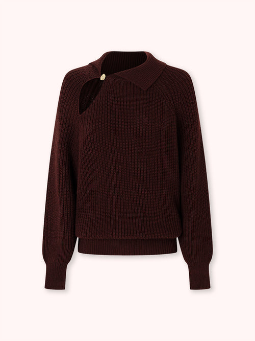 SUÉTER CUELLO POLO BOTÓN BURDEOS