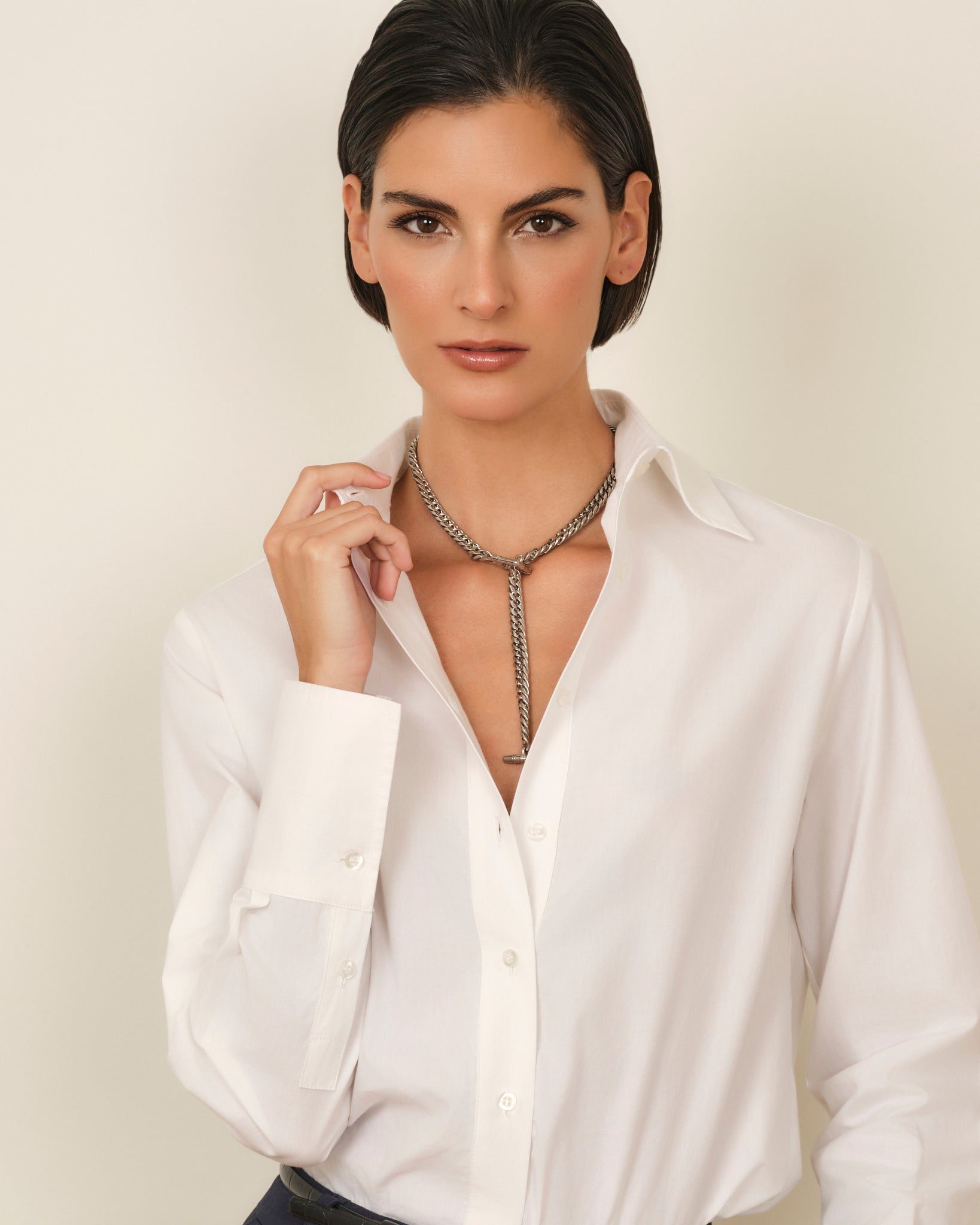 COLLAR CON CIERRE BAMBOO PLATEADO