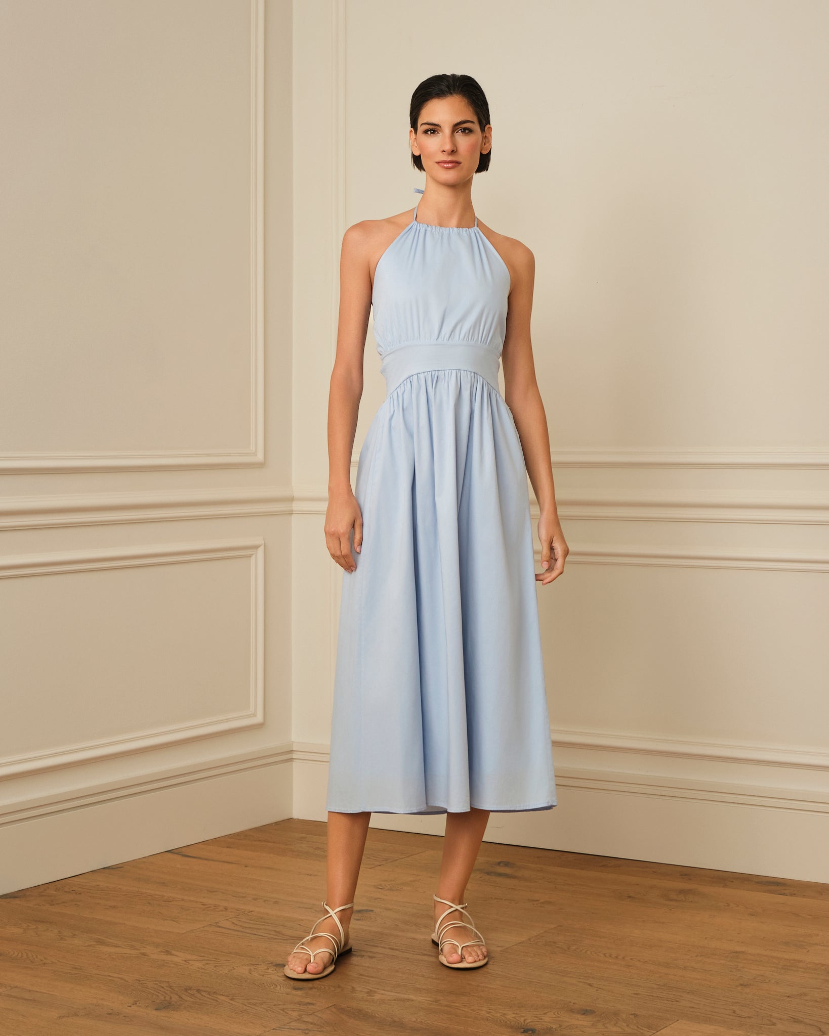 VESTIDO MIDI HALTER AZUL