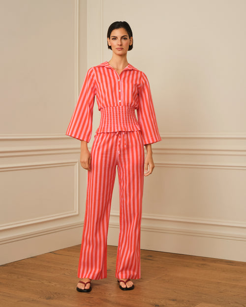 PANTALÓN DE RAYAS ROSA Y NARANJA