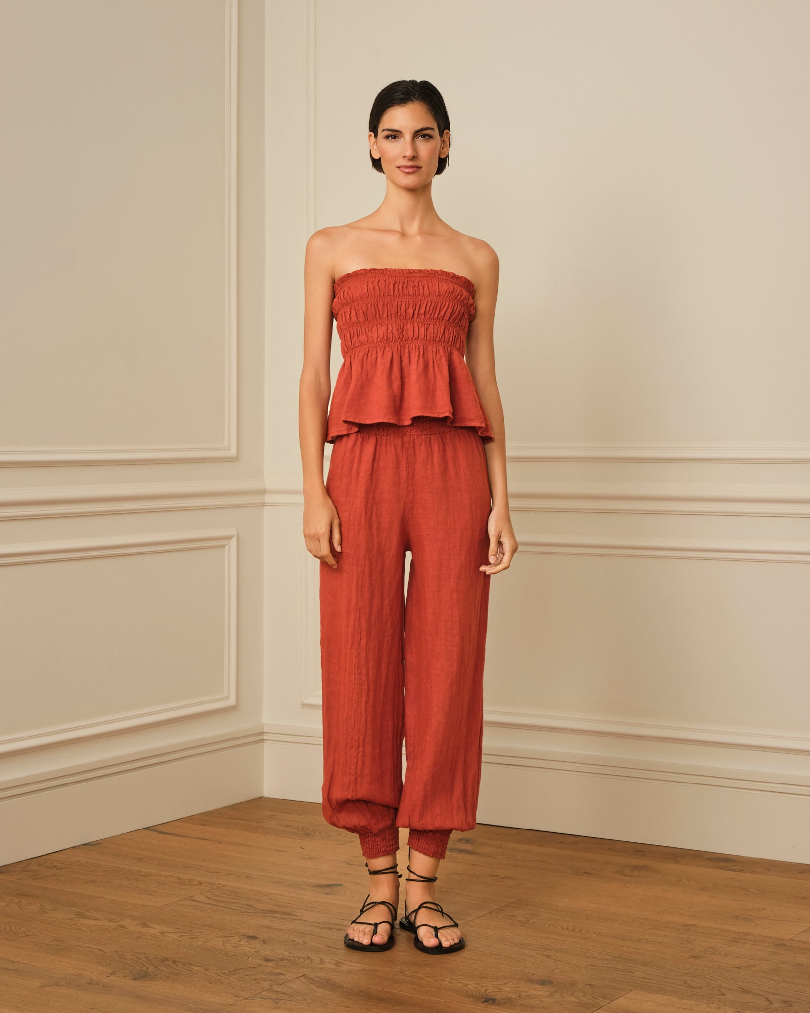 PANTALÓN BOMBACHO CINTURA ELÁSTICA TERRACOTA