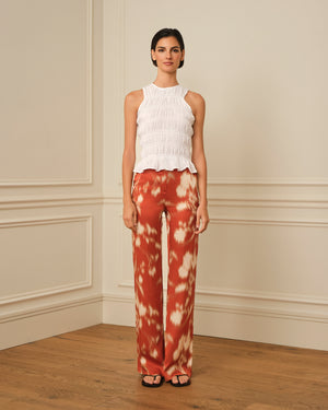 PANTALÓN SATINADO ESTAMPADO ROJO