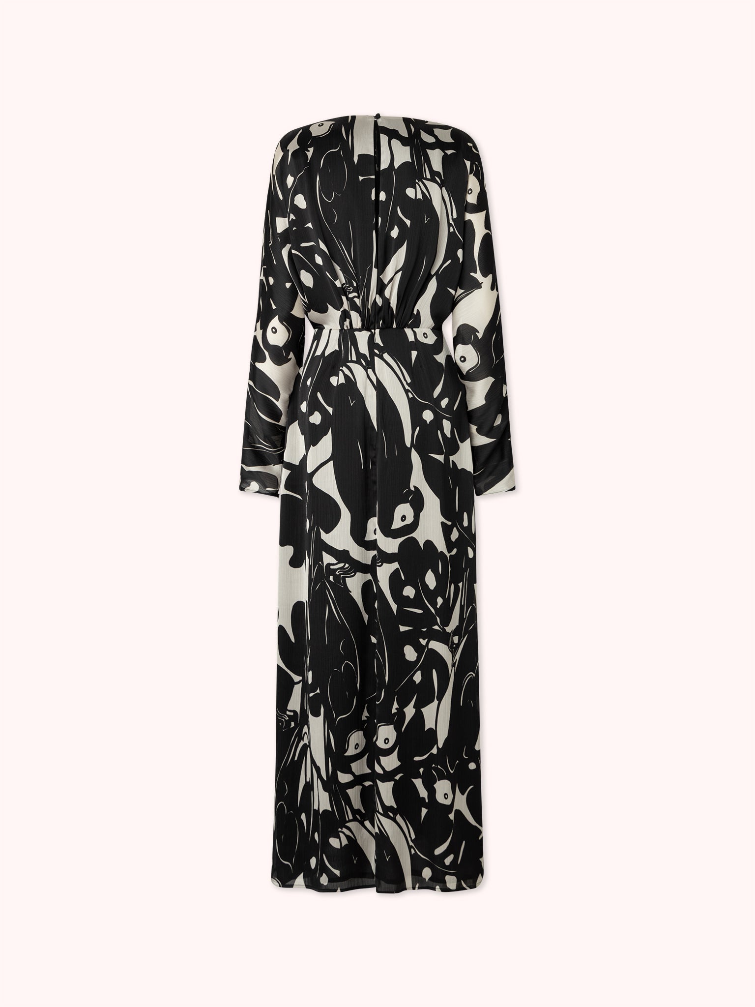 VESTIDO LARGO ESCOTE OJAL ESTAMPADO NEGRO