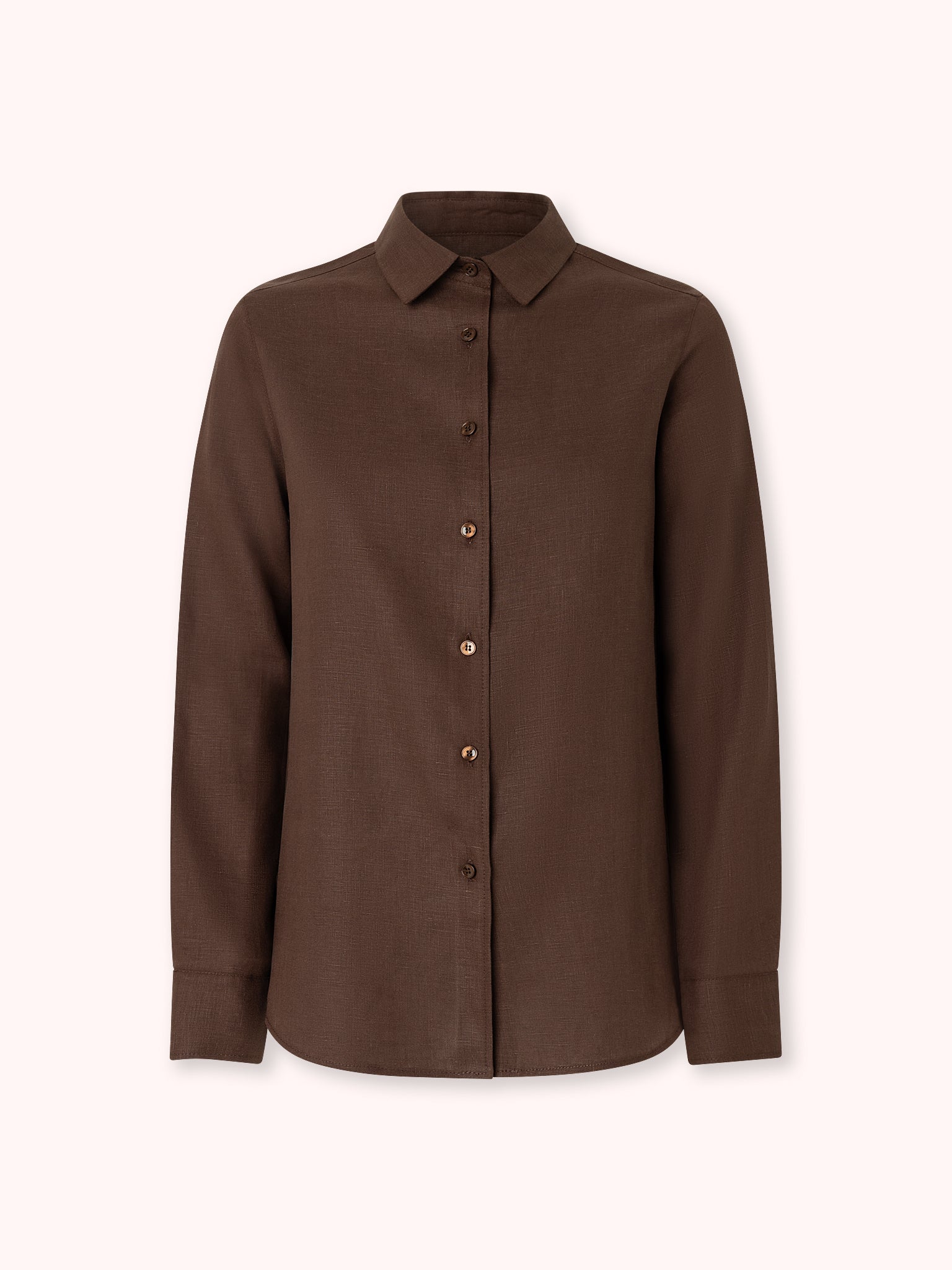 CAMISA MANGA LARGA DE LINO MARRÓN