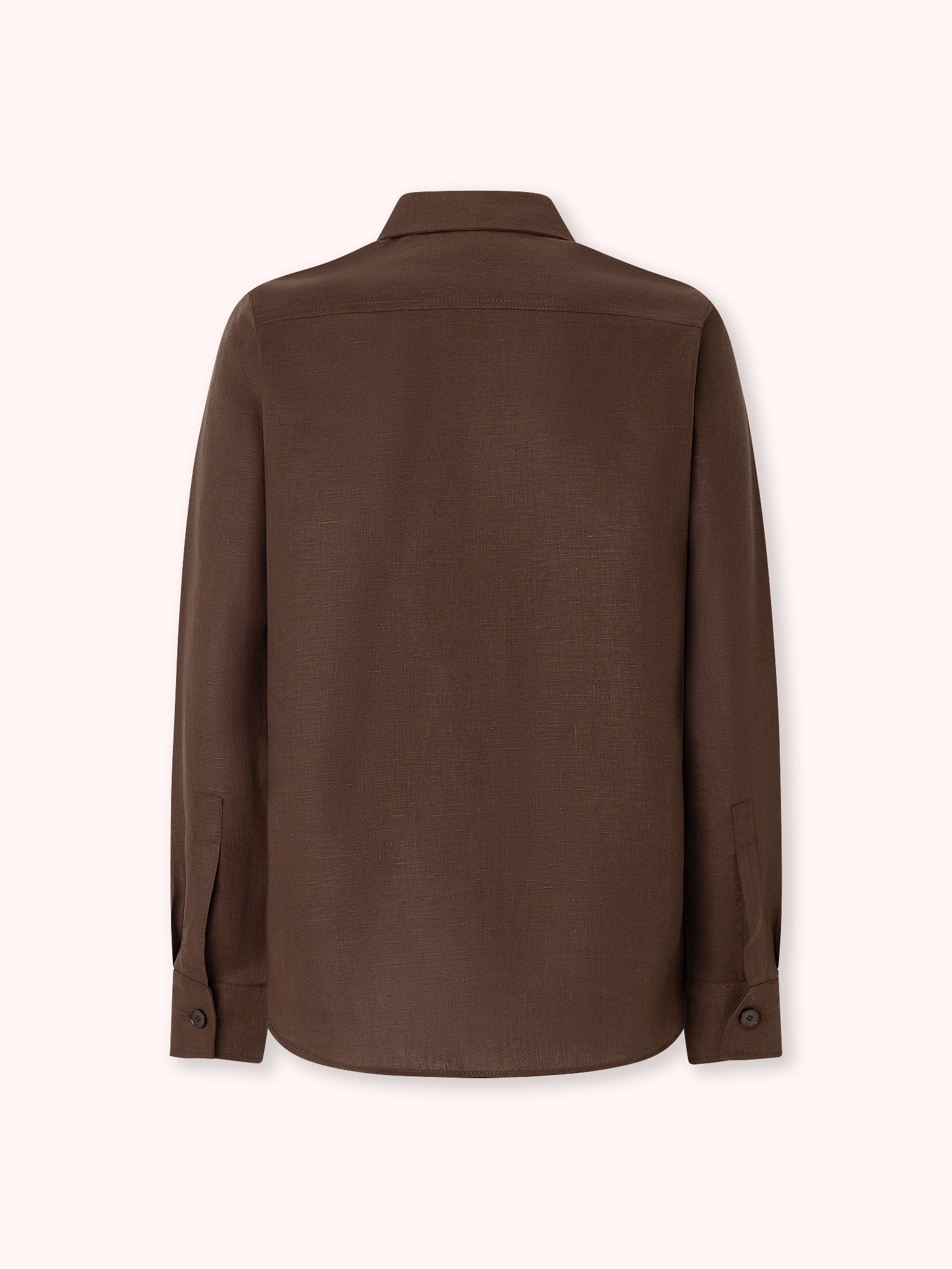 CAMISA MANGA LARGA DE LINO MARRÓN