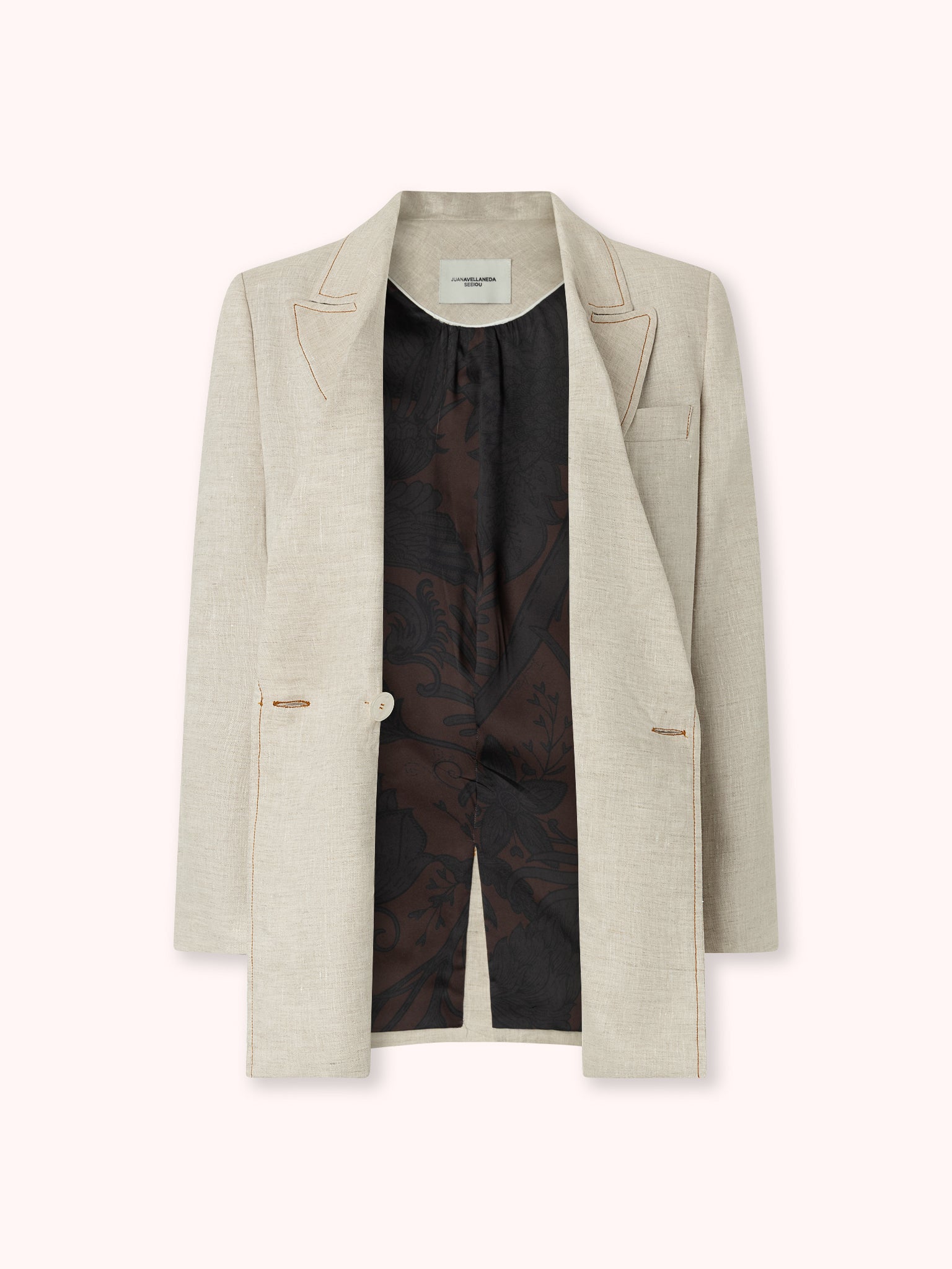 BLAZER CRUZADA CON COSTURAS VISTAS CRUDO