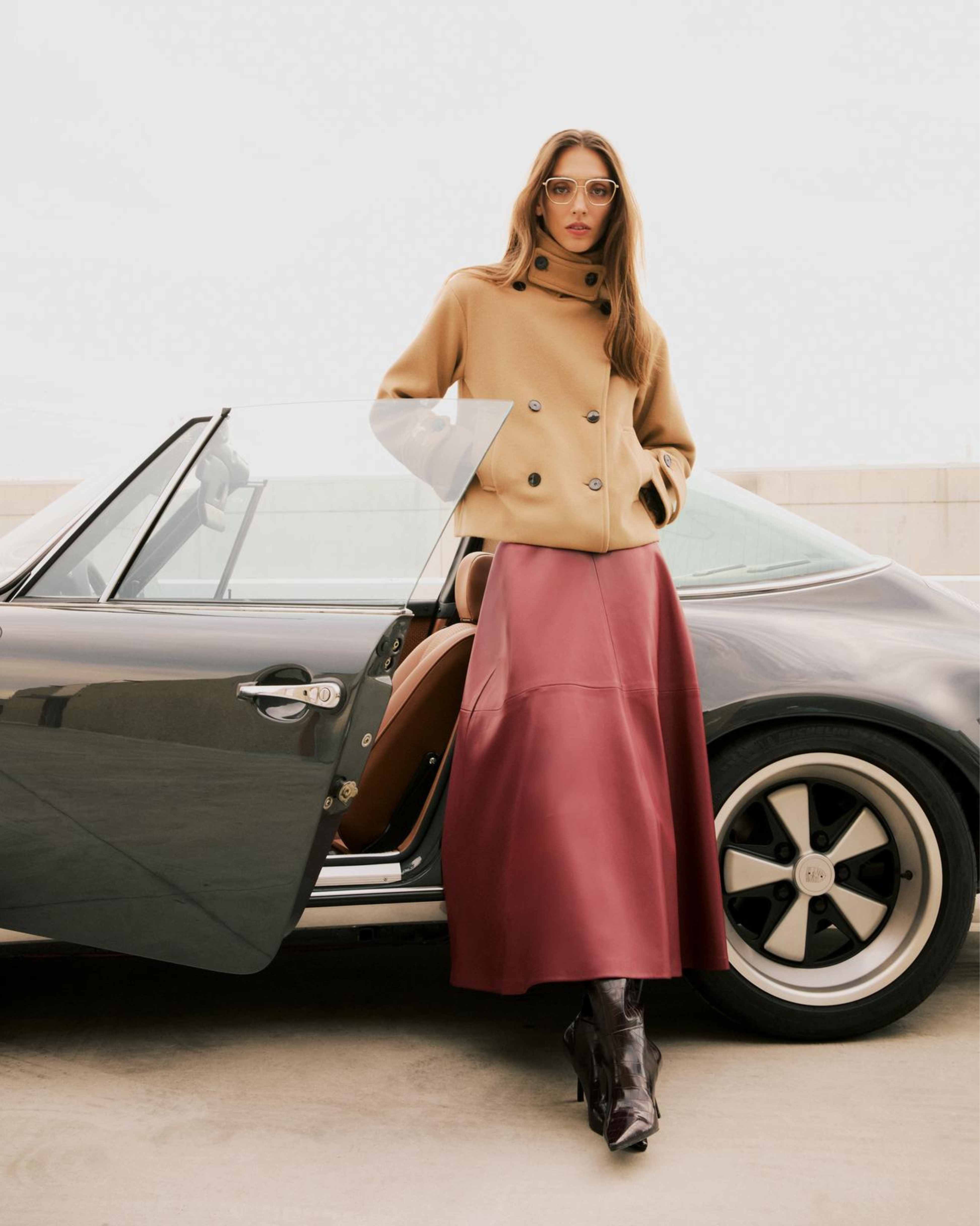 ABRIGO CRUZADO CON CUELLO PERKINS CAMEL