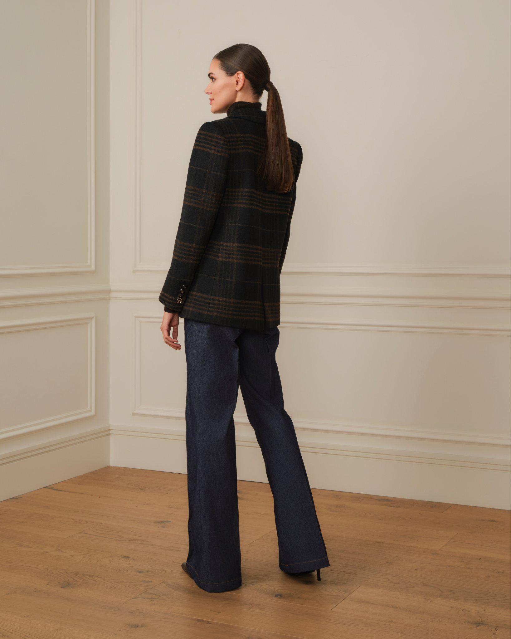 BLAZER DE CUADROS CON BOLSILLOS FRONTALES