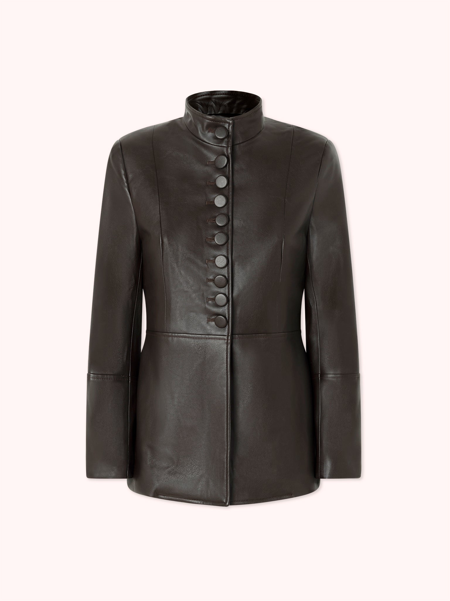 BLAZER CUELLO PERKINS EFECTO PIEL MARRÓN