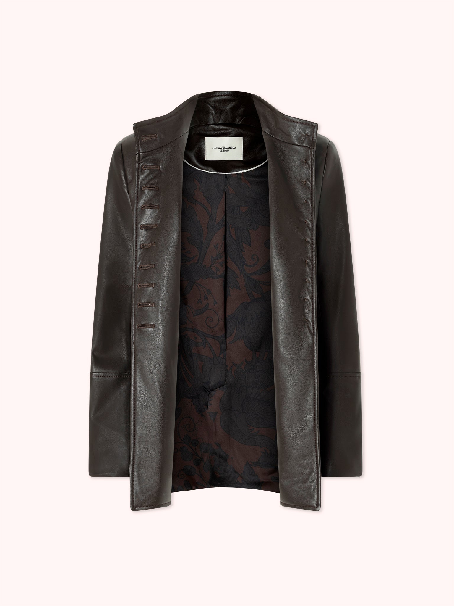 BLAZER CUELLO PERKINS EFECTO PIEL MARRÓN