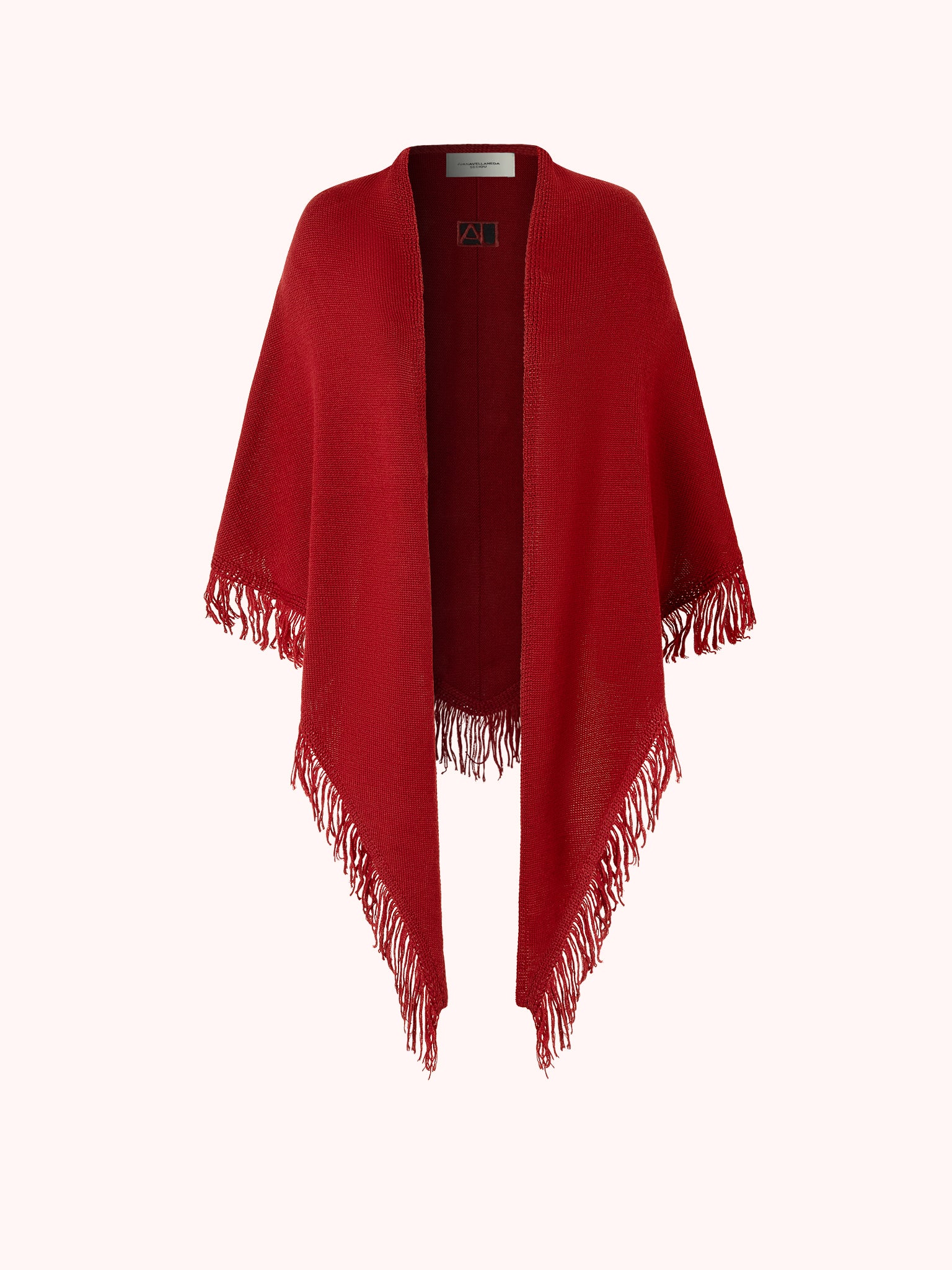 CAPA DE PUNTO FINO CON FLECOS ROJO