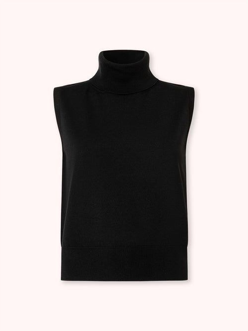 SUÉTER CUELLO CISNE SIN MANGAS NEGRO