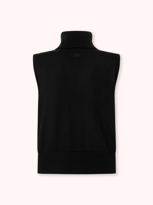 SUÉTER CUELLO CISNE SIN MANGAS NEGRO