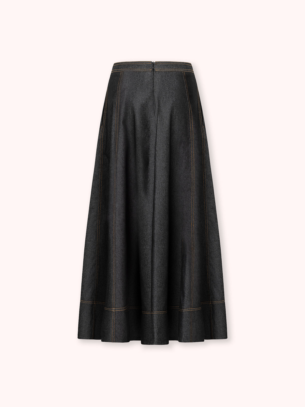 FALDA MIDI DENIM NEGRO