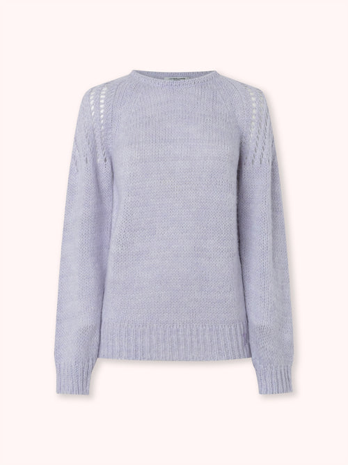 SUÉTER DE PUNTO CALADO CON CUELLO REDONDO LILA
