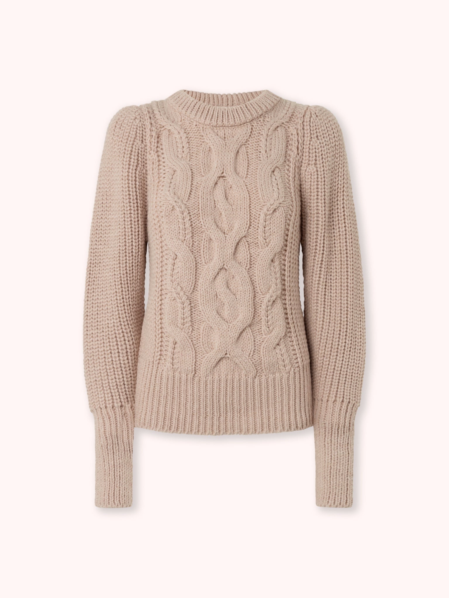 SUÉTER DE PUNTO TRENZADO CON MANGA ABULLONADA ROSA