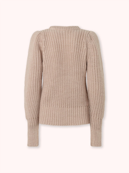 SUÉTER DE PUNTO TRENZADO CON MANGA ABULLONADA ROSA