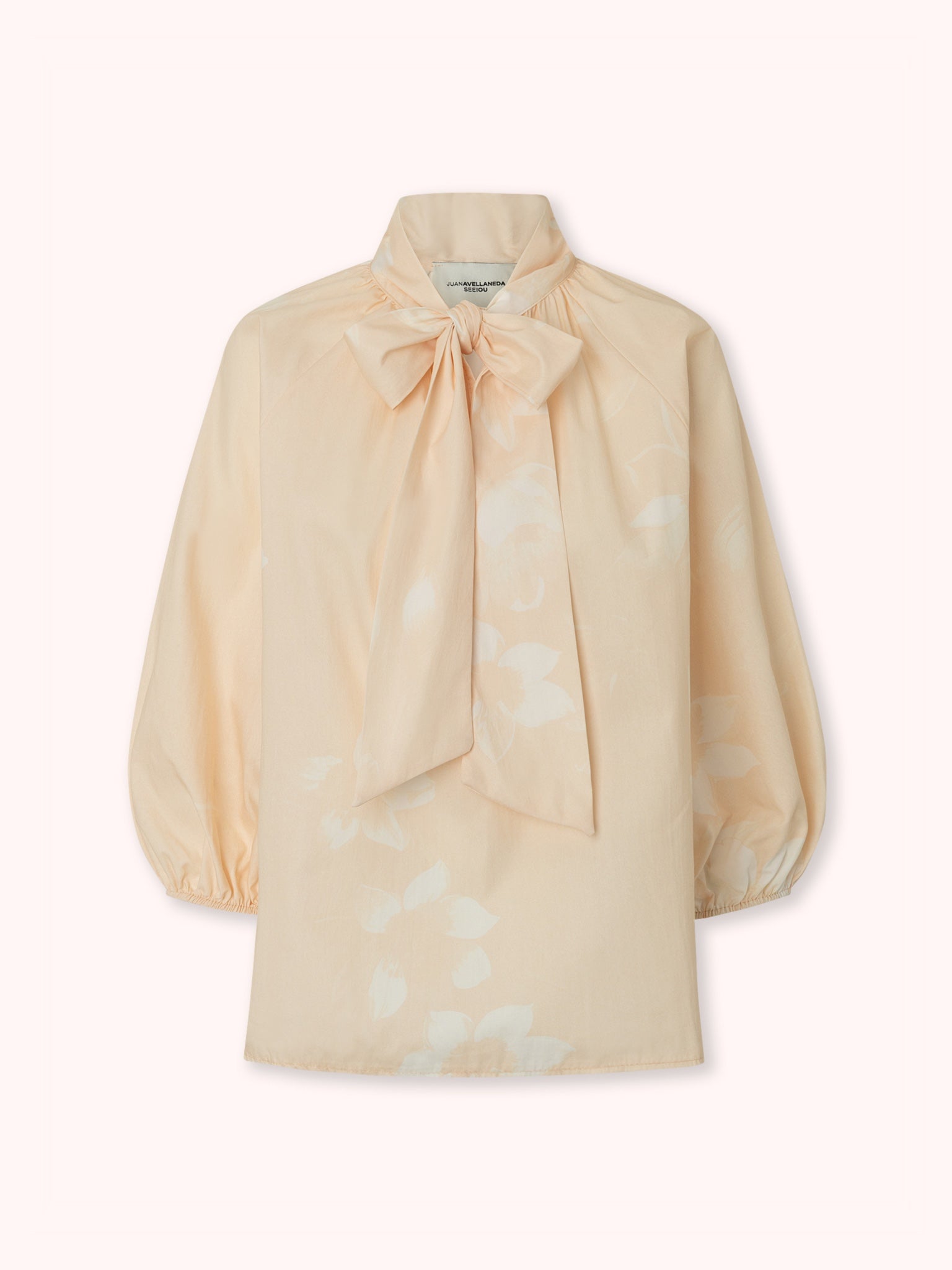 BLUSA MANGA ABULLONADA CON ESTAMPADO FLORAL MANTEQUILLA