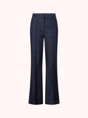 PANTALÓN FLARE CON COSTURAS VISTAS DENIM