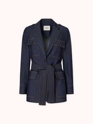 BLAZER SAHARIANA CON COSTURAS VISTAS DENIM