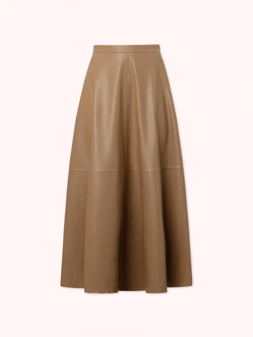PRE-ORDER FALDA MIDI EFECTO PIEL CAMEL