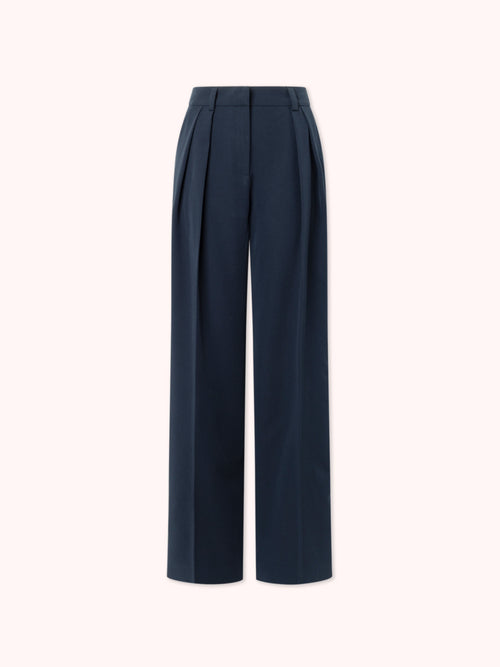 PANTALÓN PALAZZO CON DOBLE PINZA AZUL MARINO