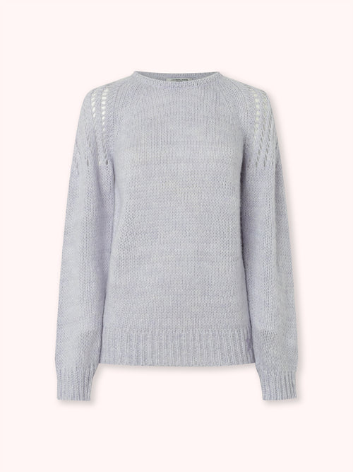 SUÉTER DE PUNTO CALADO CON CUELLO REDONDO LILA