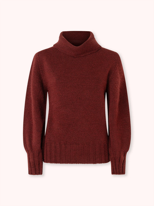 SUÉTER DE PUNTO CON CUELLO ALTO GRANATE